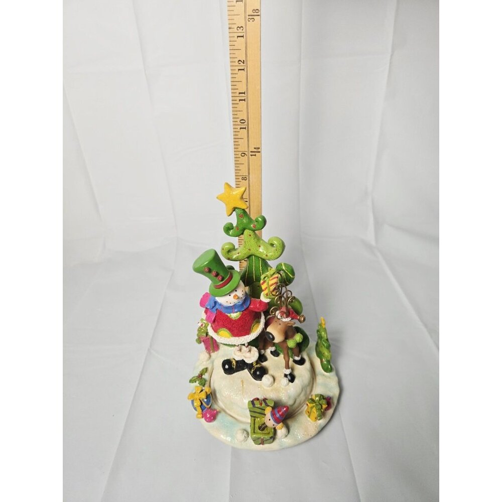 Home Interiors Ceramic Christmas Tree Snowman Playground Rotation Music Box - Picture 9 of 9